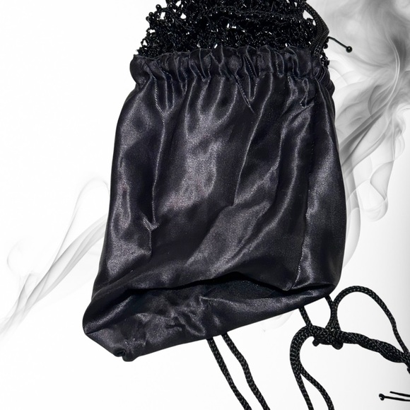 Gorgeous Beaded Bag Satchel Crossbody Black Beads Evening Flapper - Picture 8 of 10